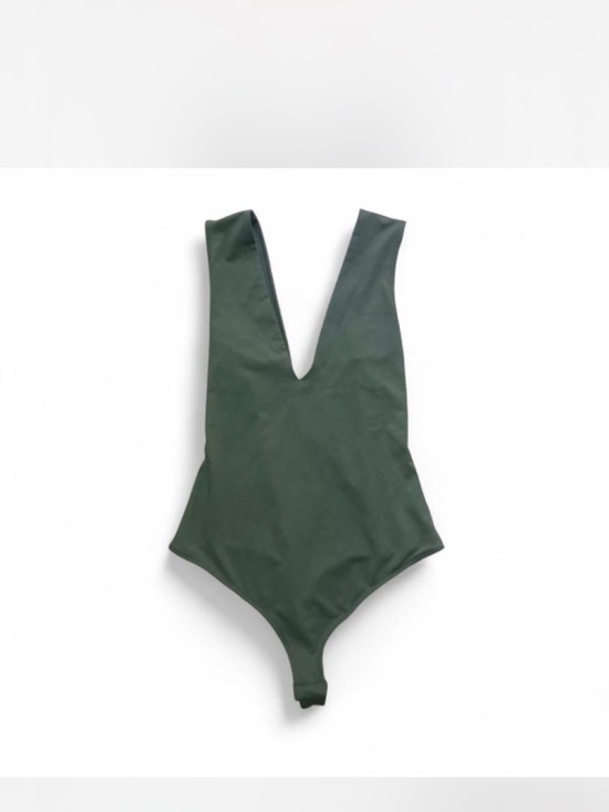 Free People Tops - Free People Deep V One-Piece Bodysuit in Dark Green